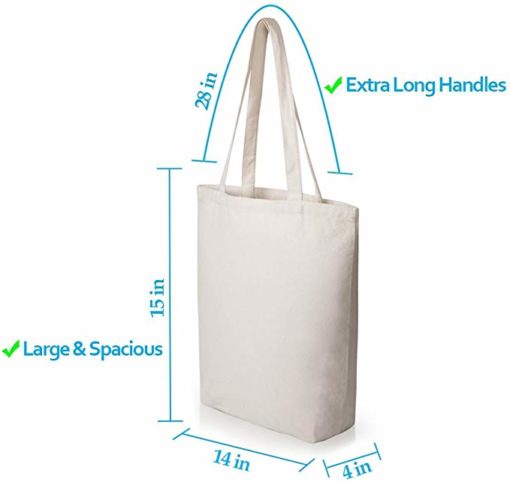 Heavy Duty and Strong Large Natural Canvas Tote Bags with Bottom Gusset