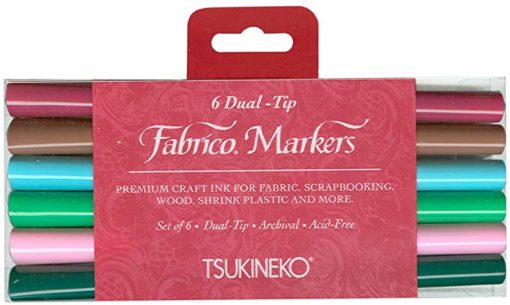 Tsukineko Dual-Ended Fabrico Marker Color-Fast, 6-Piece Set