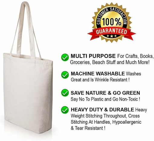 Heavy Duty and Strong Large Natural Canvas Tote Bags with Bottom Gusset