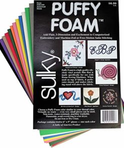 Sulky Of America 12 Color 2mm Puffy Foam Assortment, 6″ by 9″