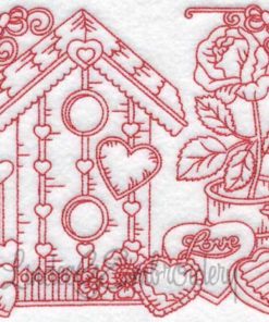 (lgs10305) Birdhouse with Hearts & Rose (Multi-size)
