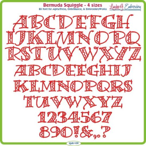 Bermuda Squiggle Embroidery Font
