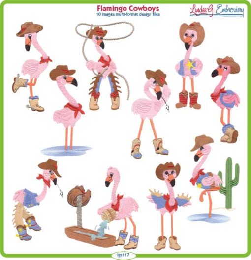 Cowboy Flamingos Set
