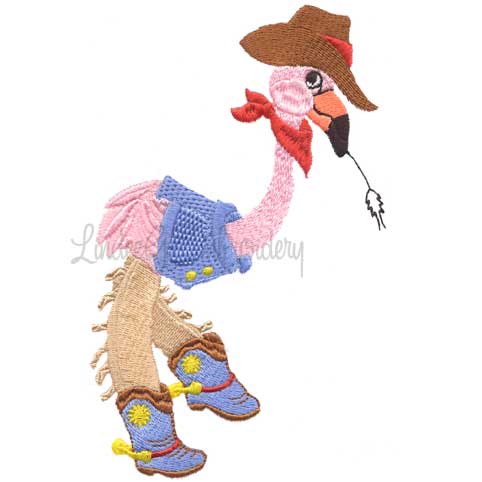 Flamingo with Spurs & Weed (4.2 x 6.6-in)