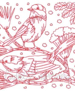 Chickadee with Snow 9 Redwork
