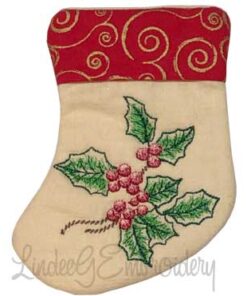 Holly Stocking (4.6 x 5.9-in)