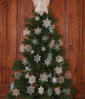 Gift Package Tag 1/4 white ribbon hanger Tree Ornament 4 1/4 FSL Christmas Ornament Free Standing Lace Blue Snowflake Ornamental