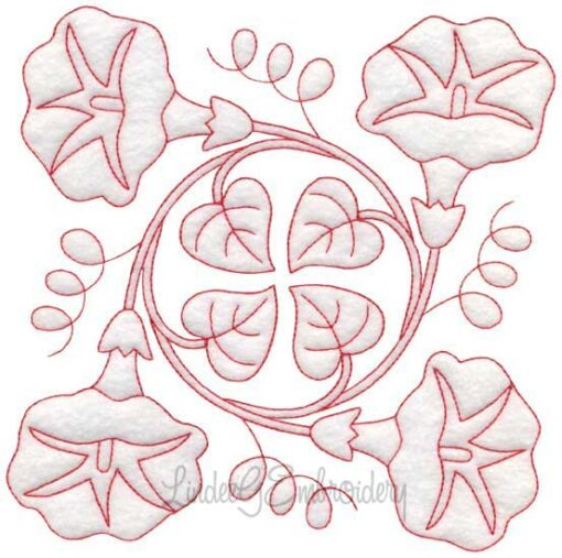 Morning Glory Redwork (September) (6.8-in)