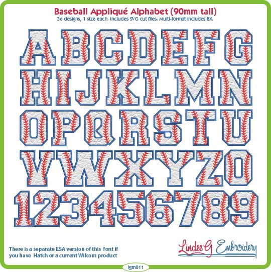 Applique Baseball Alphabet