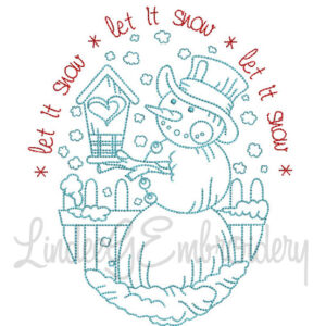 Snowman with birdhouse with Lettering (6.2 x 7.5-in)